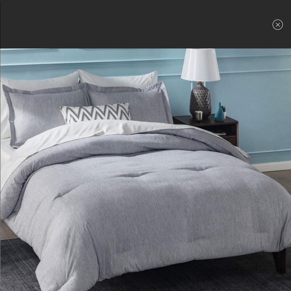 NEW 3 Pcs Bed Comforter Gray Queen Set